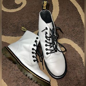 White lace-up Doc Martens